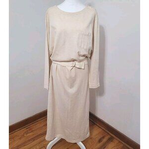 Vtg Ralph Lauren Shirt Dress Size Large Minimalist Classic Belted Lagenlook Maxi